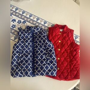 2 little girls puffer vests